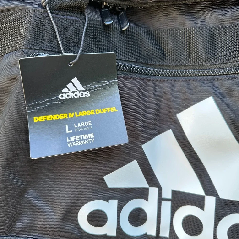 Adidas Defender IV Large Gym Training Duffel Bag Padded Carry Handles Black NWT